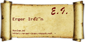 Erger Irén névjegykártya